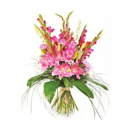 BOUQUET DE FLEURS ROSE ECLATANT